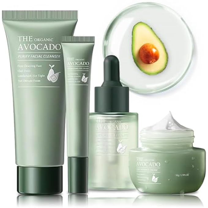 mopayzer SKIN CARE SET AVOCADO, SKIN HYDRATION KITS, FACIAL KIT FEMALE CLEANSER, SERUM, FACIAL CREAM, EYE TRAVEL (4 PIECES) - Image 1
